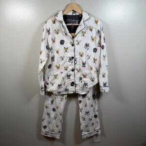 PJ Salvage Dog Flannel Pajama Set Womens Size Small Think Pawsitive Woof Print